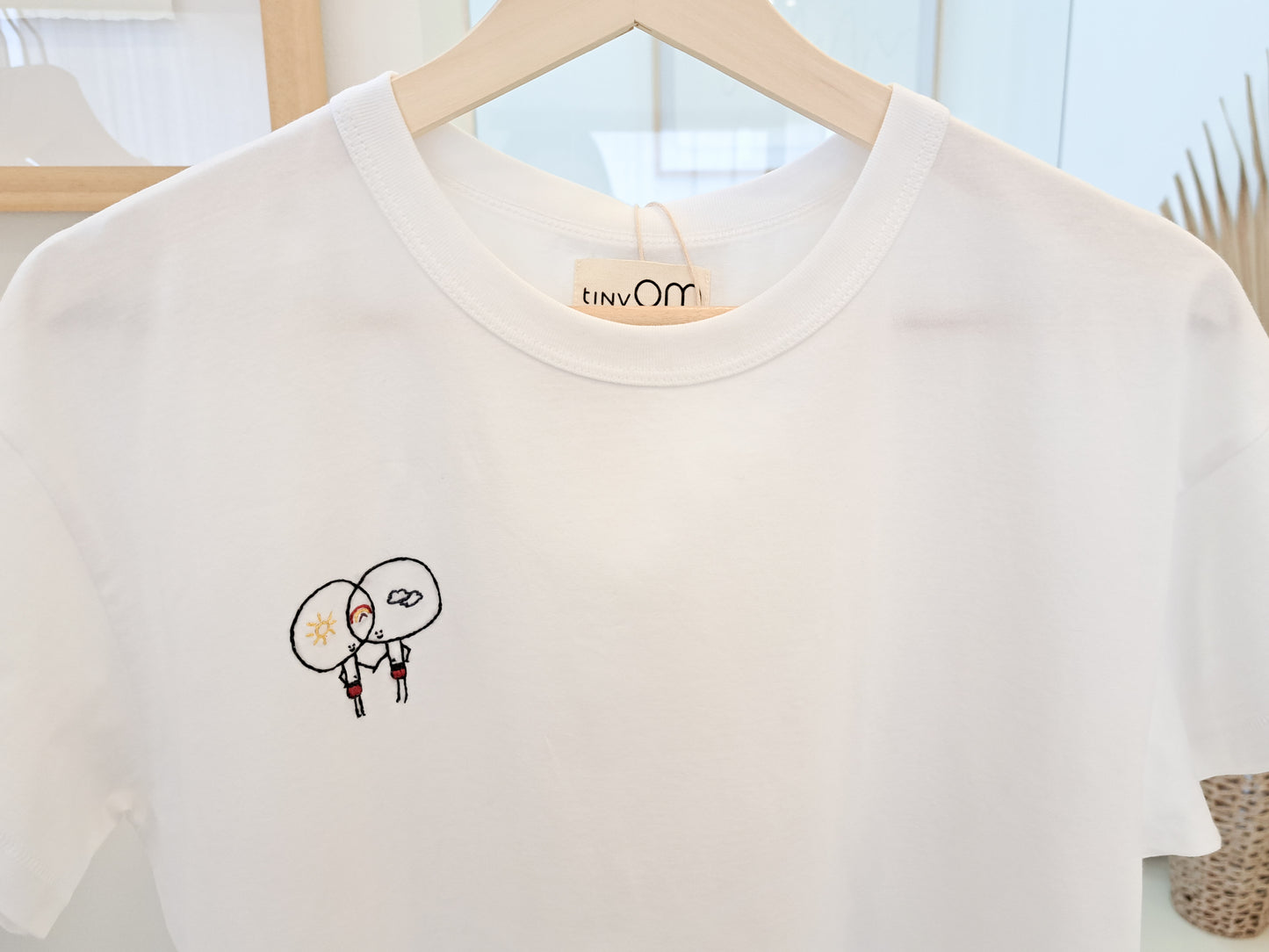 TinyOm White Embroidered T-shirts