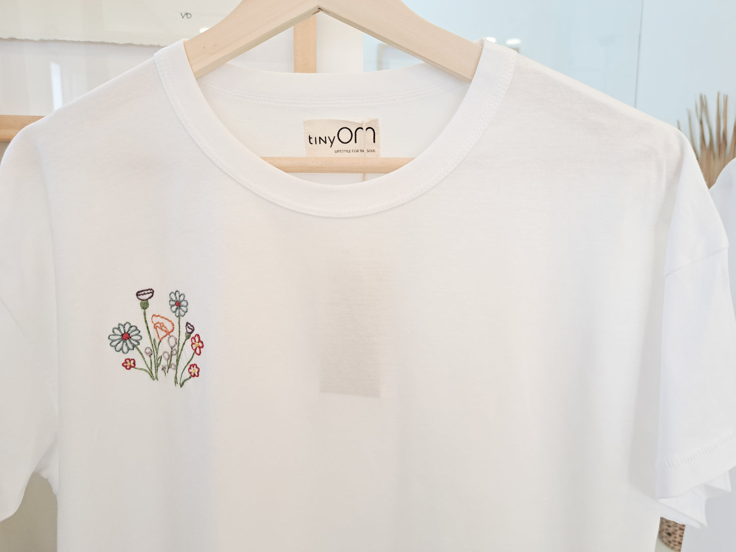 TinyOm White Embroidered T-shirts