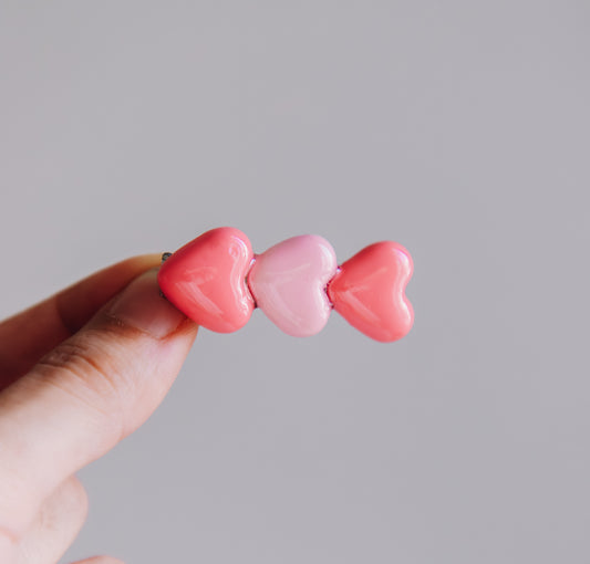 Pixie pocket pink hearts brooch pin