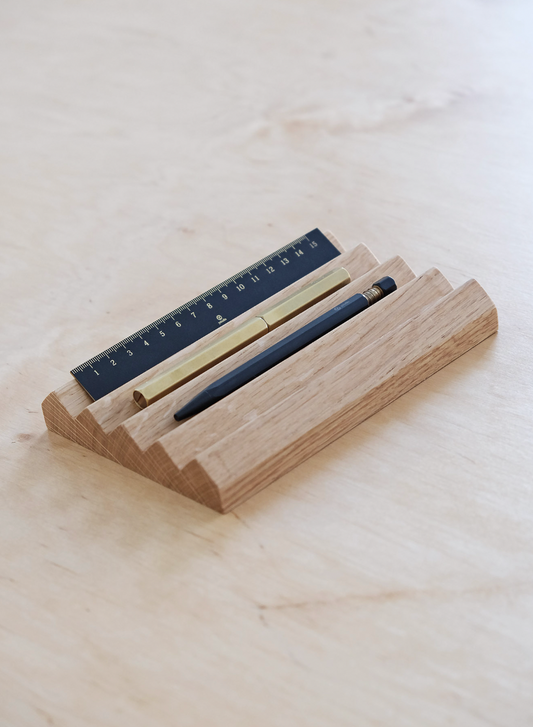 Oak Pen Tray - Oak Desk Penholder